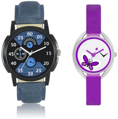 FASHION POOL LOREM & VALENTIME MOST STUNNING COUPLE COMBO OF FULL BLUE ROUND DIAL & BLACK COLOR GRAPHICS WATCH WITH FULL PURPLE OVAL DIAL GRAPHICS WATCH PROFESSIONAL & CASUAL WEAR MOST STUNNING FESTIVAL SPECIAL Watch  - For Boys & Girls   Watches  (FASHION POOL)