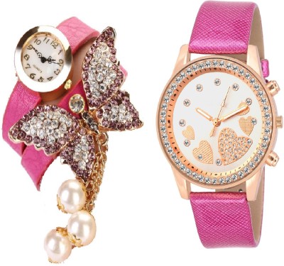 COSMIC PINK BRACELET BEAUTIFUL BUTTERFLY PENDENT LADIES WITH QUEEN OF HEARTSSOOMS SL-0068 SUPER BEAUTIFUL LADIES DIAMOND STUDDED PARTY WEAR Watch  - For Women   Watches  (COSMIC)