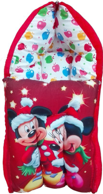 

Dolphin52 Mickey mouse Velvet and cotton 3 in 1 carry bed born babies and infants(Fabric, Multicolor)
