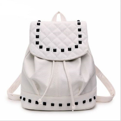 

Un Branded Rivet Backpacks Fashion Ladies Bags Cover Waterproof PU Leather Shoulder Bag Waterproof Backpack(White, 15 L)