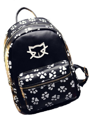 

Un Branded Casual Backpacks Cat Footprints Unisex School & Travel Bags Backpack(Black, 15 L)