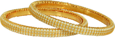 Dzinetrendz Brass Cubic Zirconia Gold-plated Bangle Set(Pack of 2)