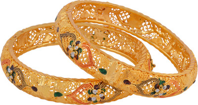 Dzinetrendz Brass Gold-plated Bangle Set(Pack of 2)