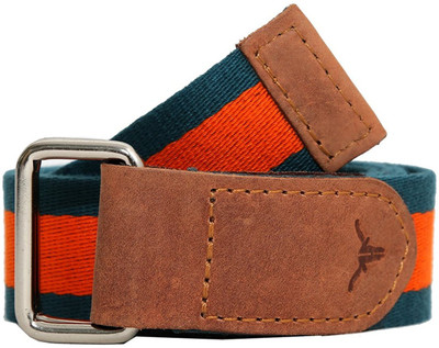 

HIdekraft Men & Women Casual Green, Orange Genuine Leather, Canvas Belt