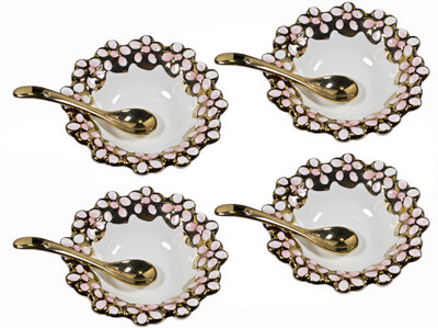 

La Platina Ceramic Bowl Set (4+4) 100ml Lp-73513-4-Pink Ceramic Disposable Bowl Set(Pink, Pack of 4)