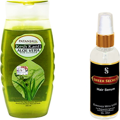 

Patanjali KESH KANTI ALOEVERA SHAMPOO 200ML with SHEER SECRET SERUM 100ML(Set of 2)