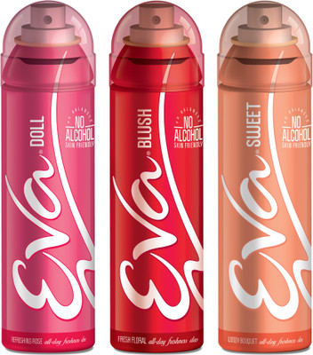

EVA Deodorant Spray, Doll, Sweet & Blush ,125ml - Combo 3 Deodorant Spray - For Women(125 ml, Pack of 3)