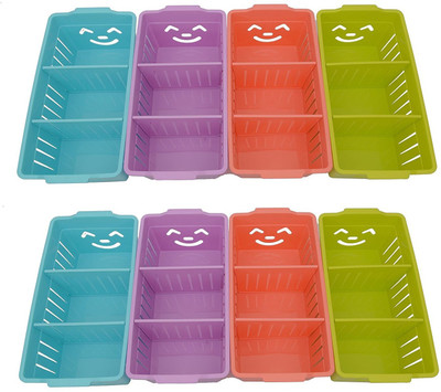 

Lifestyle-You 3 Compartments Plastic Plastic Box With Adjustable Partitions. Drawer Organiser, Innerwear Lingerie Cosmetics Stationary Remote Organiser (24 x 9.5 x 10 Cm) (Pack of 8)(Multicolor)