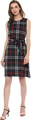 MAYRA Women Shift Black Knee Length Dress