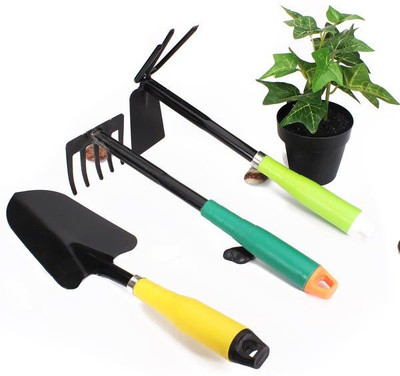 

Sukot 3pcs Gardening Tool Sets Spade 5 Tooth Rake Dual Purpose Rake Garden Tool Kit(3 Tools)