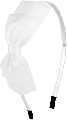 

Fayon Fabulous Statement White Silk Bow Hair Band(White)