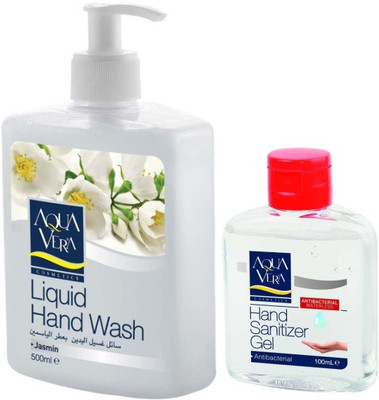 

Aquavera Hand Wash & Sanitizer Combo Jasmine Scent(600 ml, Bottle, Pack of 2)