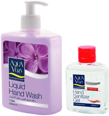 

Aquavera Hand Wash & Sanitizer Combo Lilac Scent(600 ml, Bottle, Pack of 2)
