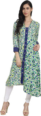 Nayo Women Printed A-line Kurta(Green)