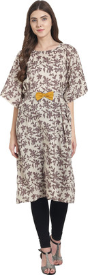 Nayo Women Printed A-line Kurta(Beige)