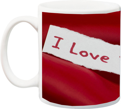 

Stylotrendz I love you dark red theme print Ceramic Mug(325 ml), White