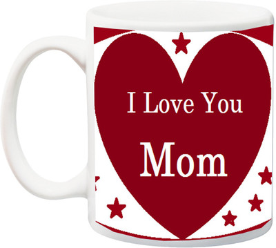 

Stylotrendz I Love you Mom Maroon Heart Beautiful Print Ceramic Mug(325 ml), White
