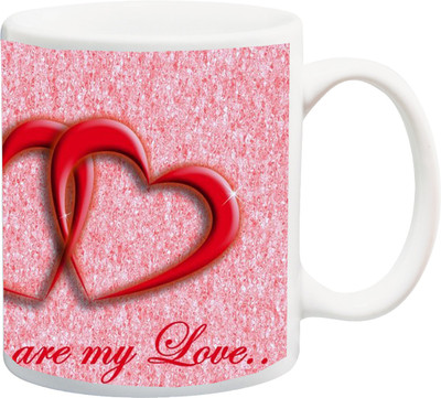 Stylotrendz You are my Love Pink 3D with hearts around printed Ceramic Mug(325 ml), White
