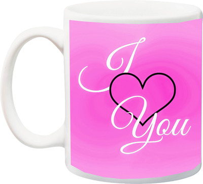

Stylotrendz I Love you deadly pink theme printed Ceramic Mug(325 ml), White