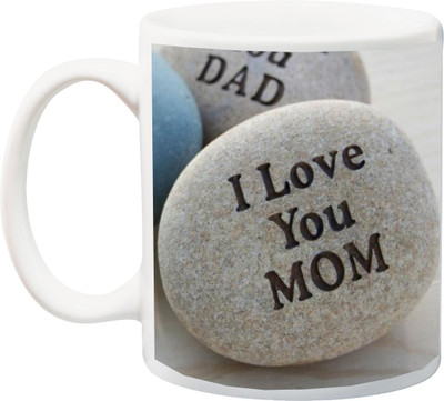 

Stylotrendz I Love You Mom Stone Print Ceramic Mug(325 ml), White