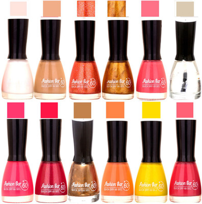 

Fashion Bar white,Nude,Orange jari,Golden,Pink,Basecoat,Neon Pink,Mazanta,Copper,Peach,Yellow,Pink Nail polish white,Nude,Orange jari,Golden,Pink,Basecoat,Neon Pink,Mazanta,Copper,Peach,Yellow,Pink(Pack of 12)