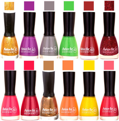 

Fashion Bar Golden,Purple,Grey,Green,Mauve,Jari,Pink,Mazanta,Copper,Peach,Yellow,Pink Nail polish Golden,Purple,Grey,Green,Mauve,Jari,Pink,Mazanta,Copper,Peach,Yellow,Pink(Pack of 12)