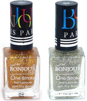 

Coat Me Bonjour Paris Nail Polish - Gold Stars & Silver Stars Multicolor(Pack of 2)