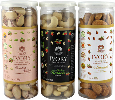 

Ivory Pack of Dry Fruits Pistachio, Cashew And Almonds 150gm each Pistachios, Cashews, Almonds(450 g, Mason Jar)