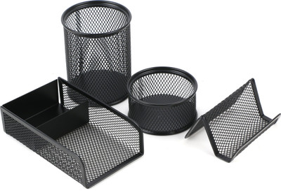 

Chrome 4 Pcs Metal Mesh T3585 Office Set(Black)