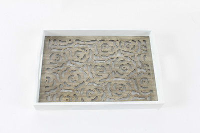

Modish White And Woody Rose Cut Serving (Set of Two) Tray(Pack of 2)