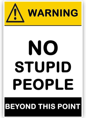 

Poster Warning No Stupid People Paper Print Print Poster on LARGE PRINT 36X24 INCHES Photographic Paper(36 inch X 24 inch, Rolled)