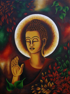 

budha painting art Print Poster on LARGE PRINT 36X24 INCHES Photographic Paper(36 inch X 24 inch, Rolled)