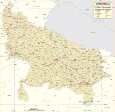 

Uttar Pradesh Map Vinyl - Fine Art Print(28.7 inch X 27.5 inch)
