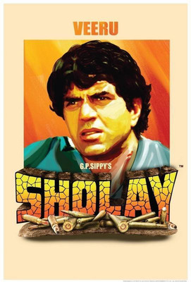 

Sholay Veeru Poster Print Poster on LARGE PRINT 36X24 INCHES Photographic Paper(36 inch X 24 inch, Rolled)