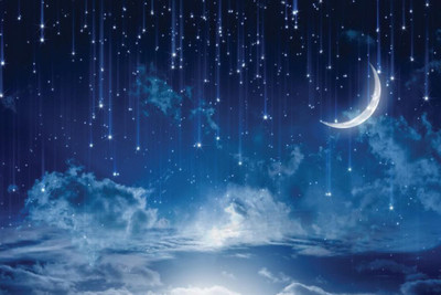

Moon with sparkling star Print Poster on LARGE PRINT 36X24 INCHES Photographic Paper(36 inch X 24 inch, Rolled)