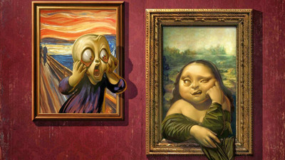 

alien in love with monalisa funny painting wallpapers Print Poster on 13x19 Inches Paper Print(19 inch X 13 inch, Rolled)