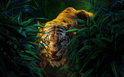 

Movie The Jungle Book (2016) The Jungle Book Shere Khan Tiger Animal Close up Leaf Green Print Poster on 13x19 Inches Paper Print(19 inch X 13 inch, Rolled)