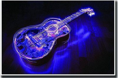 

Glowing Music guitar Poster Print Poster on 13x19 Inches Paper Print(19 inch X 13 inch, Rolled)