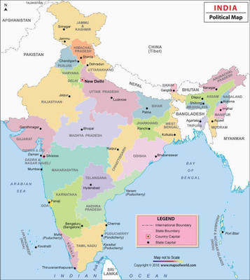 

India Political Wall Map Vinyl - Fine Art Print(32.6 inch X 27.5 inch)