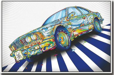 Colourful Car Print Poster on LARGE PRINT 36X24 INCHES Photographic Paper(36 inch X 24 inch, Rolled)