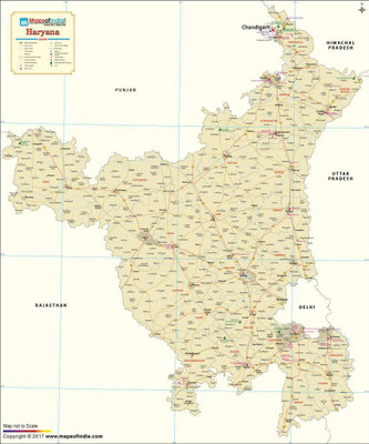 

Haryana Map Vinyl - Fine Art Print(32.7 inch X 27.5 inch)