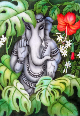 

Ganesh in green nature flower wallpaper Print Poster on 13x19 Inches Paper Print(19 inch X 13 inch, Rolled)