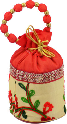 

Bagaholics Ethnic Silk Potli Batwa Pouch Bag Potli(Red)
