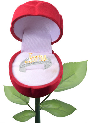 

Vighnaharta Romantic Word "JANU" and Rose for Women and Girls - [VFJ1267ROSE14] Alloy Cubic Zirconia Gold-plated Plated Ring, Silver;gold