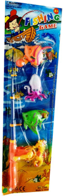 Mahvi Toys Fishing Game with Rod & 4 Sea Creatures