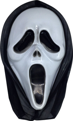 

Funcart White Horror Face Mask With Long Chin and Black Cloth