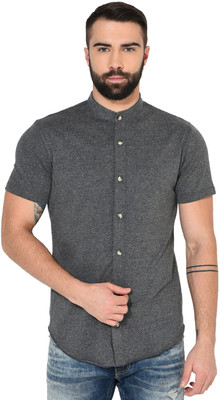 Gritstones Men Solid Casual Grey Shirt
