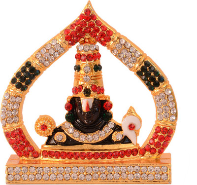 Purpledip God Tirupati Balaji Miniature Statue Idol For Car Dashboard, Shop Counter/Shelf, Or Office Table (10993) Decorative Showpiece  -  6 cm(Aluminium, Multicolor)