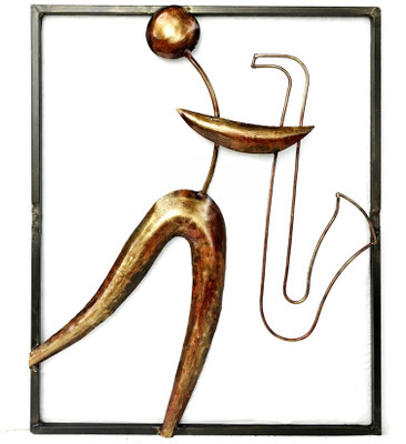 

VedasExports Saxophone Wall Decor Decorative Showpiece - 62.5 cm(Iron, Gold)