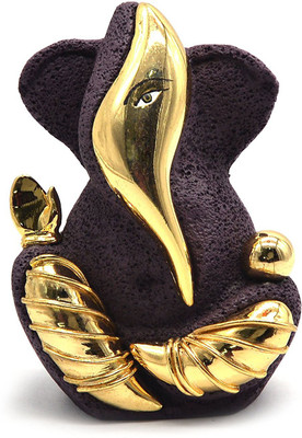 

iKraft Car Dashboard Ganesha Idol Pumice Stone with Gold Plated Statue for Home Décor Best Showpiece Gift Decorative Showpiece - 14.5 cm(Stoneware, Brown)